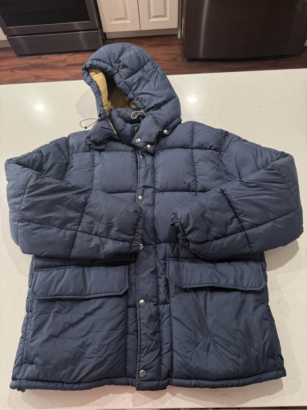 J.Crew Nordic Men's Navy Hooded Puffer Jacket - Insulated Winter Coat. Large - Picture 2 of 9